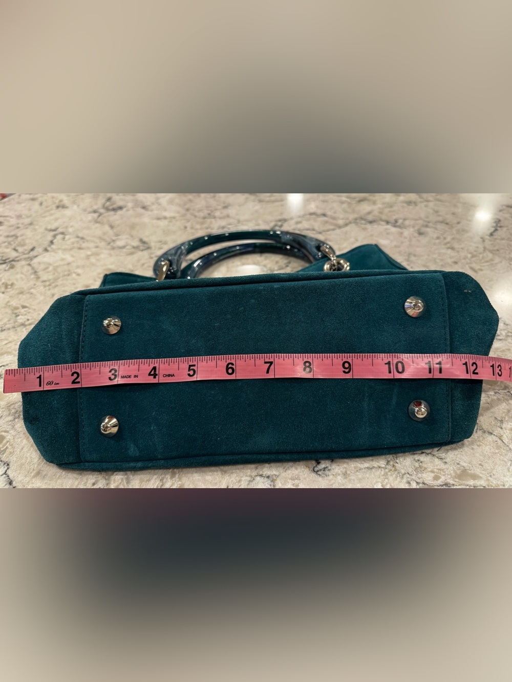Vintage Una Alla Volta Italian Leather Hand Bag In Blue Marine EUC - Picture 5 of 10